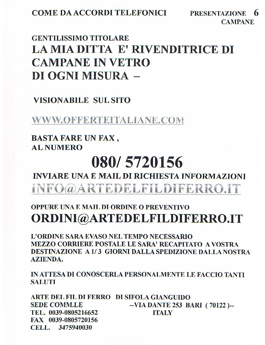 PRESENTAZIONE 6 campane in vetro per santi